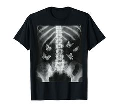 PRICES MAY VARY. Egirl y2k Gothic aesthetic art of the rib cage skeleton X-ray and butterflies in the abdomen. Unique and creepy gift idea for an e-girl, eboy, nervous teen girl, goth, punk, dark dirt, emo, soft goth. 2000s Aesthetic Goth, Emo, Punk, Alternative, Japanese, Vintage 90s, Dark, Edged, Graphic Photo in Grungecore Style of X-ray Skeleton and Butterflies. Perfect for Halloween, punk rock concert, school. Lightweight, Classic fit, Double-needle sleeve and bottom hem Skeleton Xray, Punk Tops, Edgy Grunge, Aesthetic Goth, Butterfly T Shirt, Skeleton Print, Halloween T Shirt, X Ray, Outdoor Outfit