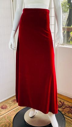 Red Velvet Skirt, Velvet Maxi Skirt, Vintage Maxi Skirt, How To Make Brown, Velvet Maxi, Clothing Pants, Wool Blend Jacket, Pin Stripe, Velvet Skirt