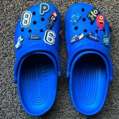 Dark blue crocs Blue Crocs Aesthetic, Blue Crocs With Charms, Blue Crocs Outfit, Dark Blue Crocs, Teal Crocs, Aesthetic Crocs, Nice Slippers, Crocs Custom, Cool Crocs