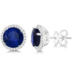 SRI LANKA BLUE SAPPHIRE diamonds 6.50 ct women earring Blue Wedding Jewelry, Sapphire Stud Earrings, Halo Stud Earrings, Sapphire Earrings Studs, Round Sapphire, Halo Earrings Studs, Blue Sapphire Diamond, Silver Prices, Sapphire Earrings