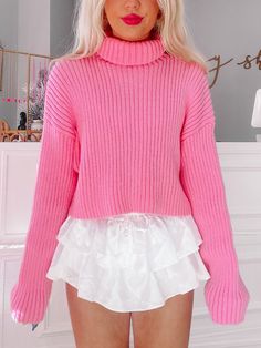 Sydney Bubblegum Pink Sweater | Sassy Shortcake Girly Soft Outfits, Preppy Closet, Soft Outfits, New Preppy, Sassy Shortcake, Preppy Clothing, Sweater Turtleneck, Pretty Fashion, Cute Preppy Outfits