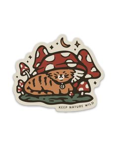 Keep Nature Wild Sticker Toadstool Tabby | Sticker Nature Stickers Aesthetic, Forest Stickers Printable, Aesthetic Stickers Mushroom, Outdoors Stickers, Adventure Stickers, Outdoorsy Stickers, Stuck On You, Nature Stickers, Best Mysteries