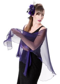 "100% silk iridescent chiffon shawl Color: #854 Purple Black Dimensions: Horizontal width from tip to tip - about 64\" The length from a central higher to a lower point of the triangle shawl - about 30\" - FLOWER CLIP/ FASCINATOR: https://www.etsy.com/listing/167644749/new-arrivals-purple-evening-fascinator?ref=shop_home_active_4 - EVENING CLUTCH (Collection \"Adele\") dark purple with black ostrich father It isn't listed at my Etsy store yet, but is available upon your request. https://www.etsy Chiffon Bolero, Peacock Teal, Evening Scarf, Bride Attire, Evening Wrap, Purple Wedding Theme, Silk Clutch, Evening Wraps, Silk Chiffon Scarves