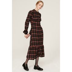 Red plaid polyester blend (98% Polyester, 2% Spandex). Shirt dress. Long sleeves. Crew neck. Front button closure. 48" from shoulder to hemline. Imported. Shirt Dress Long, Dress Long Sleeves, Pamela Love, Button Front Dress, Rent The Runway, Closet Designs, Shirtdress, Red Plaid, Black Print