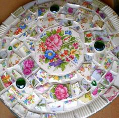 there is a plate that has flowers on it