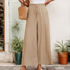 Fabric name: polyesterPant type: wide legsPant length: trousersWaist type: high waistColor: apricotSize: S,M,L,XL Trouser Pants, Wide Leg Trousers, Wide Leg, Trousers, High Waisted, Pants