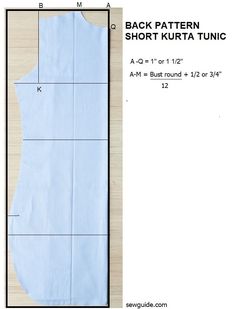 the back pattern is shown with measurements to make it easier for cutting out an origami