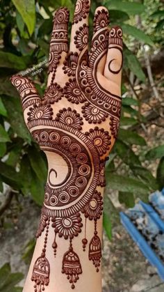 the hand is decorated with henna designs