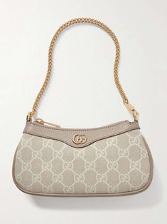 Shop GUCCI Ophidia leather-trimmed canvas-jacquard shoulder bag, Explore the latest GUCCI women's collection today on NET A PORTER Luxury Bags For Women, Gucci Ophidia Small Shoulder Bag, Luxury Bags Chanel, Cute Shoulder Bags Purses, Designer Hand Bags, Cute Handbags Designer, Designer Bags 2024, Hand Bags Aesthetic