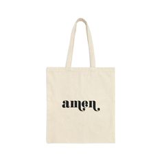 "Christian Retro Canvas Tote Bag Amen This 100% cotton bag comes in one size - 15\" x 16\"- perfect for everyday wear. While the canvas material will show off your designs in great colors, it's durable and will last for years. The bag features 20\" handles (made from the same canvas), making it easy to carry even with a week's worth of shopping." Cotton Canvas Bag With Canvas Lining For Shopping, Cotton Canvas Bag For Shopping, White Cotton Canvas Bag With Canvas Lining, Cotton Canvas Shoulder Bag For Shopping, Large Everyday Canvas Gift Bag, White Cotton Bag With Canvas Lining, White Cotton Bags With Canvas Lining, Cotton Shoulder Canvas Bag For Daily Use, Daily Use Cotton Canvas Shoulder Bag