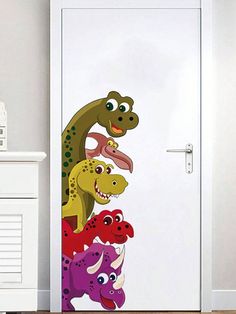 a door with an image of dinosaurs on it