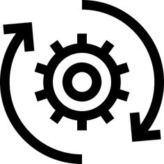 a black and white image of a gear wheel with arrows pointing in the opposite direction