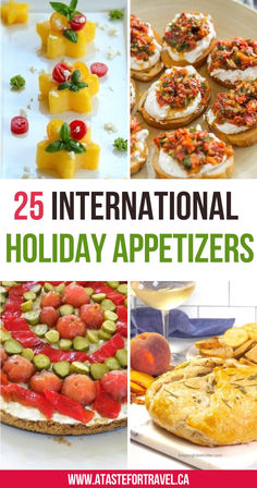 Collection of holiday appetizers from around the world for Christmas. Finger Foods From Around The World, International Party Food, Around The World Appetizers, Christmas Food From Around The World, International Appetizers Easy, Christmas Food Around The World, International Christmas Recipes, Christmas Around The World Food, Appetizers From Around The World