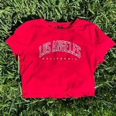 Fit Type: Slim Fit, Slight Stretch. Have Worn A Couple Times But Looks Almost Brand New Feel Free To Offer Open To Negotiate!! Los Angeles Tshirt, Los Angeles Shirt, Cropped T Shirt, Shein Tops, Couple Time, Crop Tshirt, Los Angeles California, Christmas List, Blinds