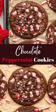 chocolate peppermint cookies with white and red sprinkles in the middle