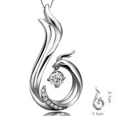 Love Forever Phoenix Pendant Round Cut Diamond 9 18K Rose White Gold 4 Necklace | eBay Phoenix Design, Rose Gold White, Gem Ring, White Gold Necklaces, Diamond Pendant Necklace, White Rose Gold, Pandora Jewelry