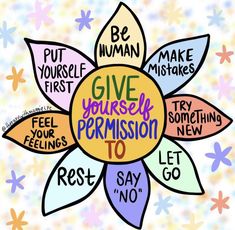 Give Yourself Permission, Thankful Thursday, Self Care Bullet Journal, Self Compassion, Therapy Activities, Coping Skills, Be Kind To Yourself, Social Emotional