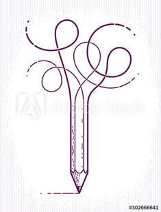 pencil with tree branches in the shape of heart on white background, hand drawn illustration