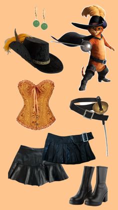 an assortment of clothing and accessories are arranged in the shape of a woman's body