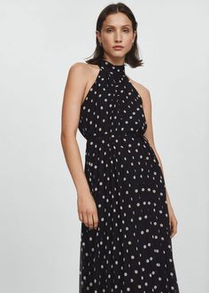 Polka-dot pleated dress -  Women | Mango USA