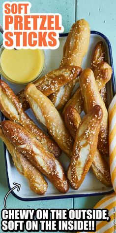 soft pretzel sticks chew on the outside so it's easy to put on the inside