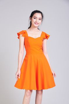 OLIVIA Orange Dress Orange Bridesmaid Dress Swing Dance | Etsy Orange Party Dress With Sweetheart Neckline, Flirty Sleeveless Orange Dress, Orange Fitted Dress With Sweetheart Neckline, Fitted Orange Dress With Sweetheart Neckline, Cute Orange Ruffled Dress, Orange A-line Dress With Ruffles, Summer Orange Dresses With Fitted Bodice, Orange Sleeveless Bridesmaid Dress, Cute Orange Mini Dress