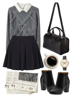 Untitled by hanaglatison on Polyvore featuring 3.1 Phillip Lim, Don't Ask Amanda, Smythson, Nixon and Nine West Skirt Diy, A Skirt, Outfit Casual, Office Outfits, Outfits Casuales, Preppy Style