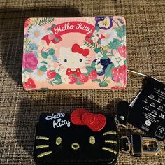 Both Brand New Sold Together For One Price Rectangular Wallets With Cat Design For Everyday Use, Cute Red Wallets For Everyday Use, Cute Red Wallets For Daily Use, Strawberry Wallet, Key Fob Holder, Hello Kitty Strawberry, Hello Kitty Things, Hello Kitty Bags, Hello Kitty Bag