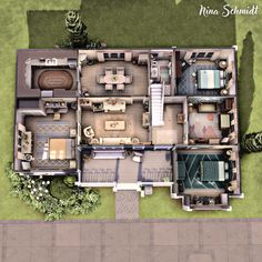 an aerial view of a house from above