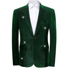 Shiny blazers are perfect for formal celebrations such as weddings, galas, fashion events or dinner events, adding an element of luxury to your outfit. Pair the blazers with dress pants and a button-down shirt for an elegant yet fashion look. Also a good gift for your father, friends, and husband. Long Sleeve Suits For Winter Party, Long Sleeve Suits For Fall Party, Tailored Green Tuxedo For Party, Green Tailored Tuxedo For Party, Christmas Formal Fitted Outerwear, Fitted Formal Christmas Outerwear, Fitted Formal Outerwear For Christmas, Green Notch Lapel Suits For Party, Long Sleeve Suits For Holiday Costume Party