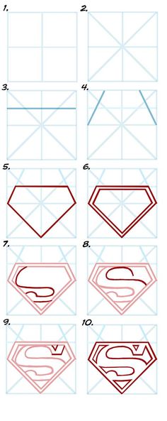 how to draw superman symbol step by step instructions for kids and adults in easy steps