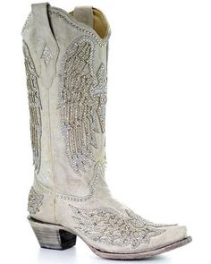 Classic Black Boots, Country Shoes, Wing Boots, White Cowboy Boots, Wedding Boots, Corral Boots, White Cross, White Crosses, Studded Boots