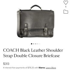 This Is A Fabulous Coach Briefcase. I Took Excellent Care Of This With Coach Leather Condition Every Month. Plenty Of Pockets And Accessory Holders. Has An Extra Shoulder Strap - Never Used. Also Has A Rectangular Cushion To Take Up Extra Space If Laptop Is Smaller Than Bag Width. Still Have Original Care And Sales Cards. I Added Another Clear/Silver Glitter Coach Hangtag From A Piece Of Coach Luggage That I Own (Didn't Want It To Go Through Airport Baggage And Get Lost - So Repurposed It Here). Black Leather Briefcase With Silver-tone Hardware, Black Briefcase With Silver-tone Hardware For Business, Black Business Briefcase With Silver-tone Hardware, Black Briefcase With Silver-tone Hardware For Office, Elegant Black Briefcase With Silver-tone Hardware, Classic Formal Briefcase With Gunmetal Hardware, Coach Luggage, Airport Baggage, Coach Briefcase