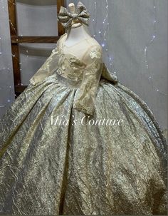 Elegant Long Sleeve Ball Gown For Dress-up, Fitted Princess Style Pageant Wedding Dress, Fitted Princess Style Pageant Dress For Wedding, Princess Style Gold Gown For Debutante Ball, Gold Princess Gown For Debutante Ball, Fitted Gold Ball Gown For Debutante Ball, Elegant Fitted Ball Gown For Dress-up, Fitted Long Sleeve Wedding Pageant Dress, Fitted Long Sleeve Gown For Pageant