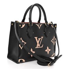 This is an authentic LOUIS VUITTON Empreinte Monogram Giant Onthego PM in Black and Beige. This limited edition tote is crafted of oversized versions of the classic Louis Vuitton monogram leather in black. The bag features black leather top handles and long strap handles. The top opens to a spacious red fabric interior with zipper and patch pockets. Red Textiles, Black Leather Top, Louis Vuitton Totes, Louis Vuitton Empreinte, Louis Vuitton Damier Azur, Black And Beige, Louis Vuitton Damier Ebene, Monogrammed Leather, Weekender Tote