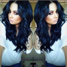 Midnight Blue Hair, Beautiful Hair Color, Hair Color Blue, Hair Color Dark, Love Hair, Hair Dos, Gorgeous Hair