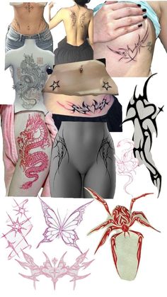 several different images of women with tattoos on their butts