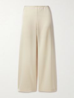 LESET's cream 'Barb' pants are designed with both comfort and style in mind. Cut from soft and fluid washed-satin, this high-rise pair falls to relaxed wide legs. They're an effortless match to the coordinating top. Winter Fashion Trends, Simplicity Fashion, Cream Trousers, Cream Pants, All Black Looks, Fashion Trends Winter, Track Pant, Minimal Outfit, Winter Trends