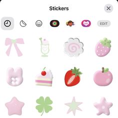 the stickers are all different colors and shapes