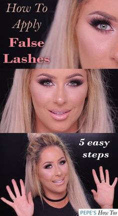 Trendy Eye Makeup, Eye Makeup Step By Step, Apply False Eyelashes, Permanent Eyelashes, Applying False Lashes, Applying False Eyelashes, Makeup Step By Step, Makeup For Teens, Beautiful Lashes