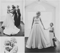 black and white photos of brides in dresses