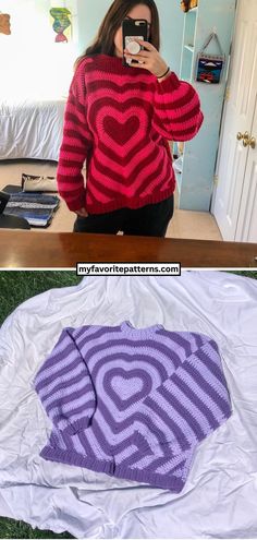 Free Crochet Heart Sweater Pattern Knit Heart Sweater Pattern, Crochet Heart Pattern Sweater, Valentines Crochet Sweater Pattern, Crochet Holiday Sweater Pattern, Fun Crochet Sweater Pattern, Crochet Clothes Simple, Free Crochet Patterns Websites, Crochet Valentines For Kids, Free Crochet Patterns Shirt