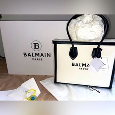 Selling This Gorgeous Tote Bag Fr Balmain! Brand New With Tags, Box, And Dust Bag. This Bag Is Too Big For Me. Im 5 Ft. And It Would Look Better On Someone Taller Than Me. Lol Fast Quality Shipping All The Items I Sale Are Owned By Me, Authentic, And Like New Conditions. (In This Case Brand New) Check Out My Reviews And Feel Free To Submit An Offer! Thanks For Stopping By! Balmain Bag, Couture Hairstyles, Balmain Paris, White Tote, Black Leather Bags, Medium Tote, Shopper Tote, Black Patent Leather, Canvas Leather