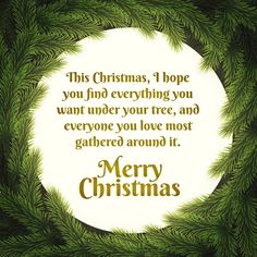 a merry christmas card with pine branches and the words,'this christmas, hope you find