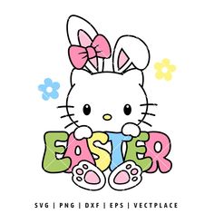 a hello kitty holding the word easter