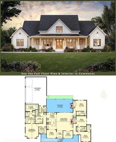 two story house plans with an open floor plan for the front and back of the house