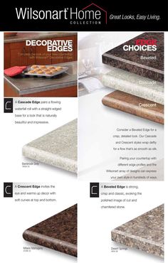 the brochure shows different types of countertops