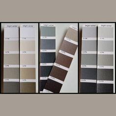 four different shades of gray, brown, and white paint swatches with the same color