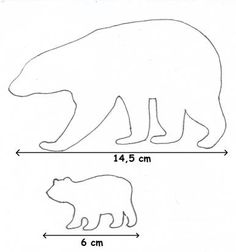 the bear and cub are shown in three different sizes, each with their own height