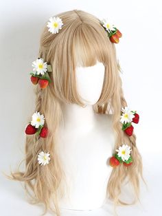 This price is for a pair of hairclips only, others are not included. Girl Picnic, Chibi Hair, Androgynous Hair, Strawberry Hair, Strawberry Design, Kawaii Hairstyles, Shot Hair Styles, Fashion Portfolio, A Silent Voice